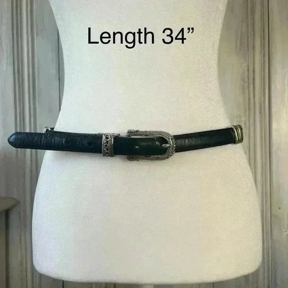 BRIGHTON|2in1 Black Leather Brown Crocodile Embossed Silver Buckle|ML Equestrian - Picture 5 of 13